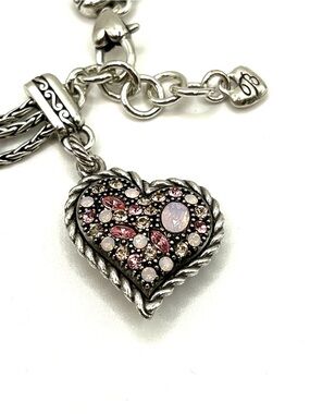 Brighton Breast Cancer Bracelet Power of Pink Heart Triple Stranded Crystals